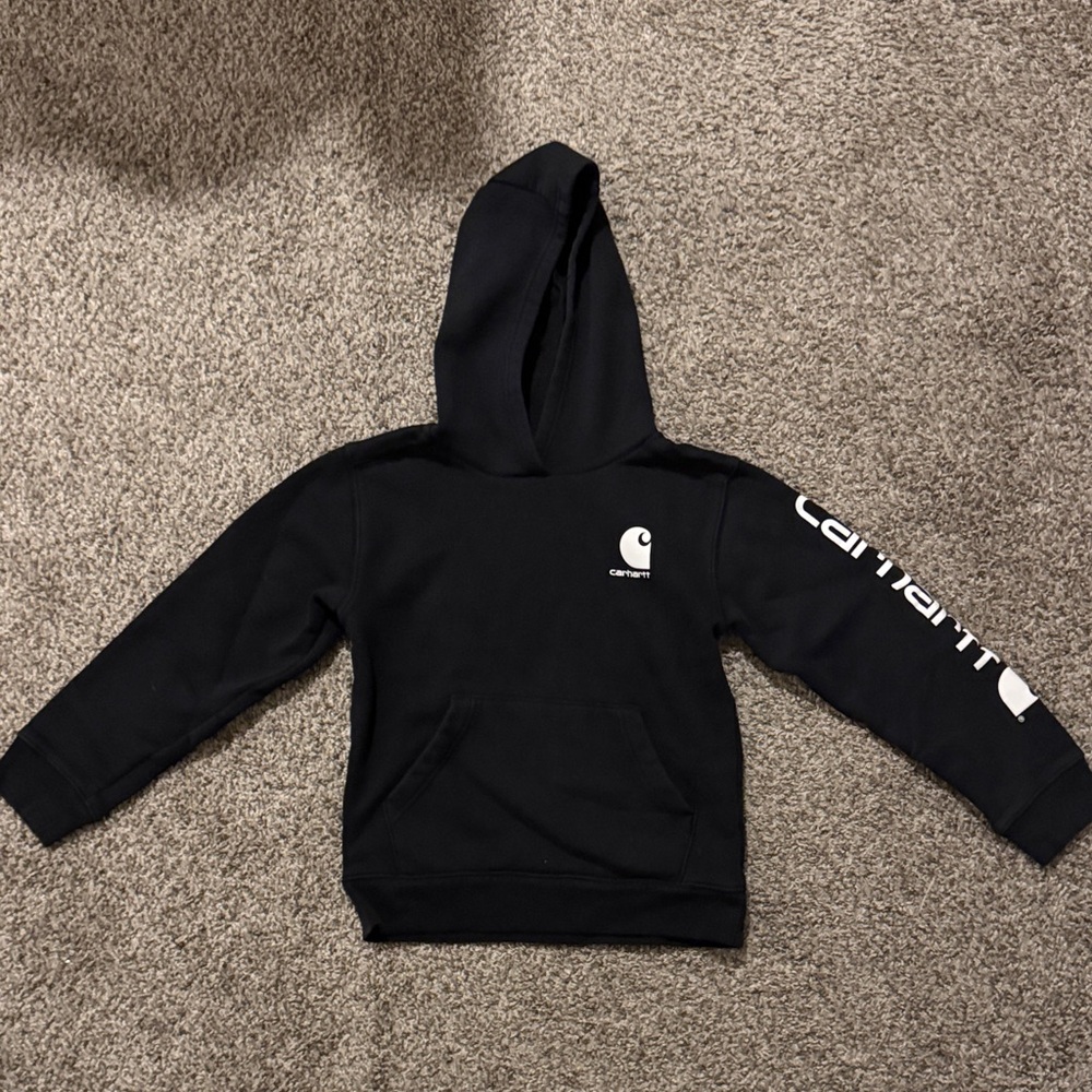 Carhartt Kids Hoodie in Black with White Logo